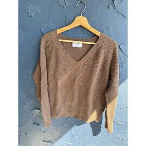brown v neck sweater